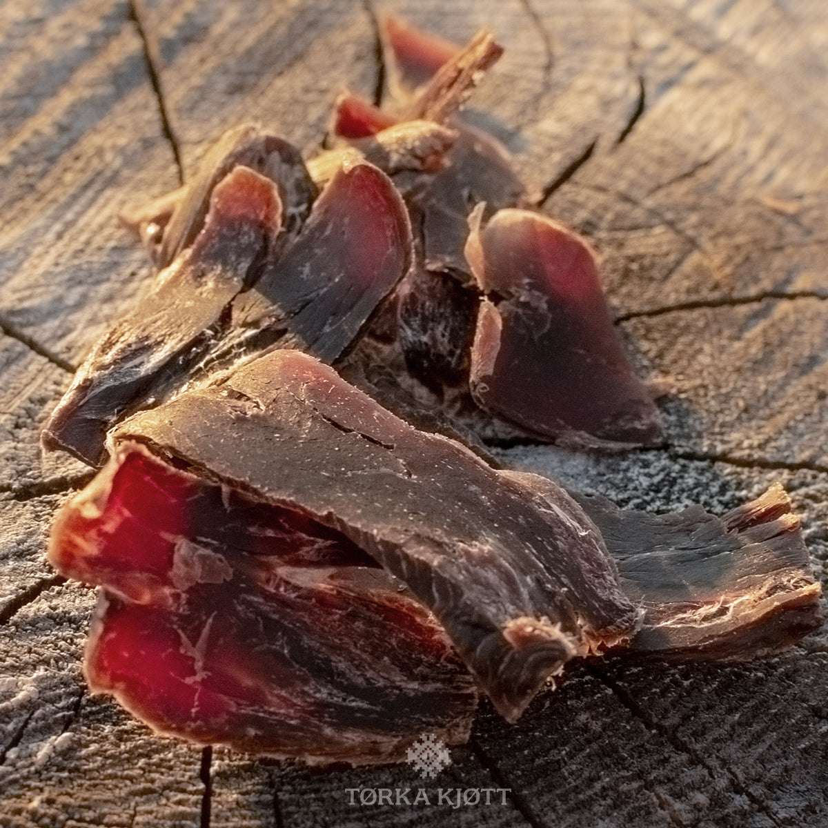 Tørka kjøtt av storfe, oppskjært biter